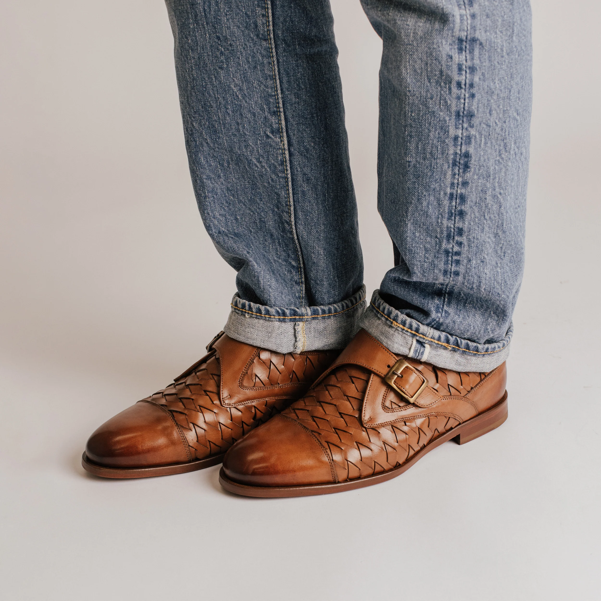 The Jack Monk Strap in Brown Woven - Image 4